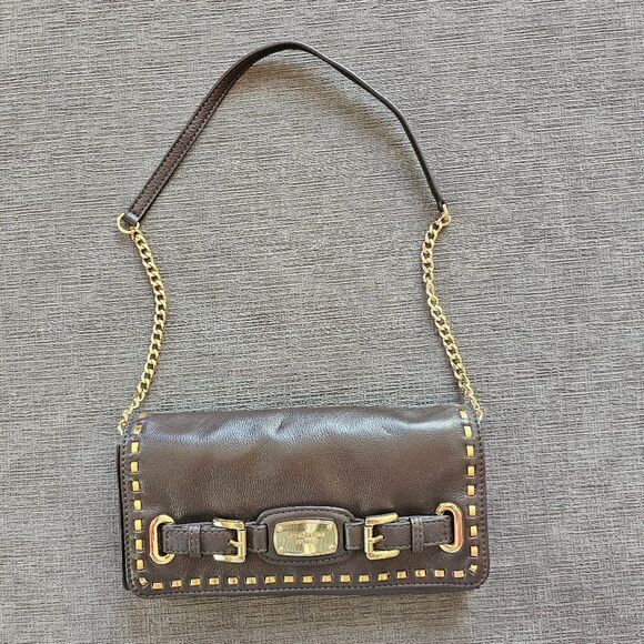 Michael Kors Brown Hamilton Whipped Leather Handbag Shoulder Bag 6 X 10 - Picture 4 of 16